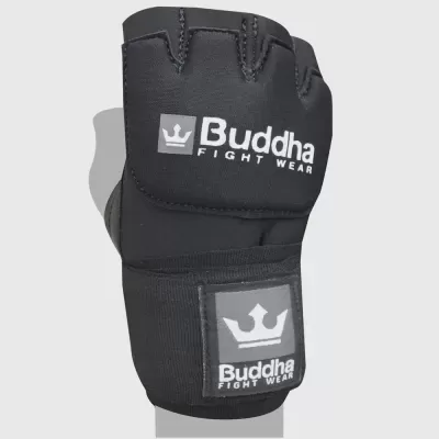 Luva de treino de luta preta com logos Buddha Fight Wear