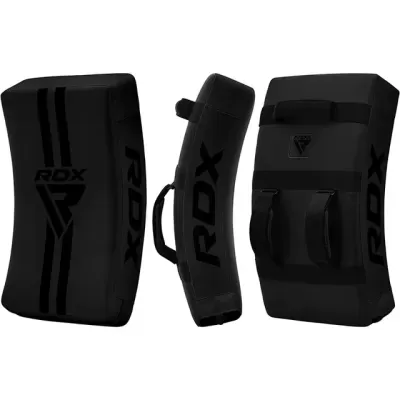 Protetores de chute RDX pretos, três ângulos diferentes
