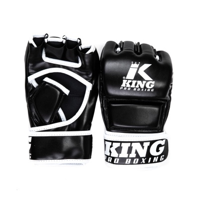Luvas de boxe MMA pretas com detalhes e textos brancos KING PRO BOXING