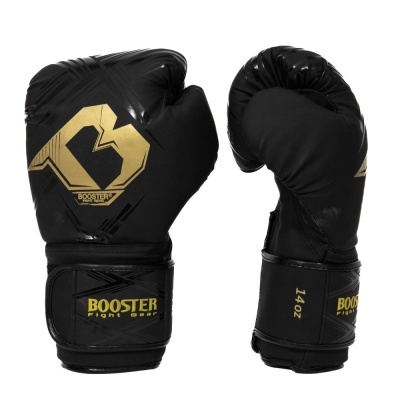 luvas de boxe pretas com estampas douradas Booster Fight Gear