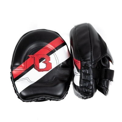 Almofadas de foco para boxe preto com vermelho, branco e logotipo B
