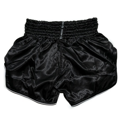 Calções de luta pretos com cós elástico e detalhes em branco