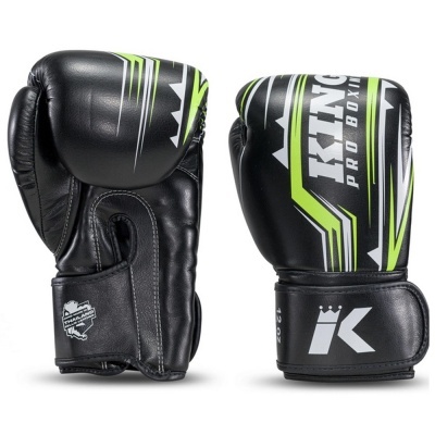Luvas de boxe pretas com detalhes verdes e brancos