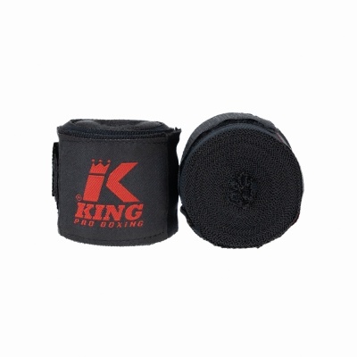 Bandagens pretas para boxe KING PRO BOXING com logo vermelho