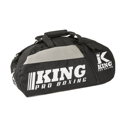 Mala desportiva preta com texto KING PRO BOXING e logotipo com coroa.