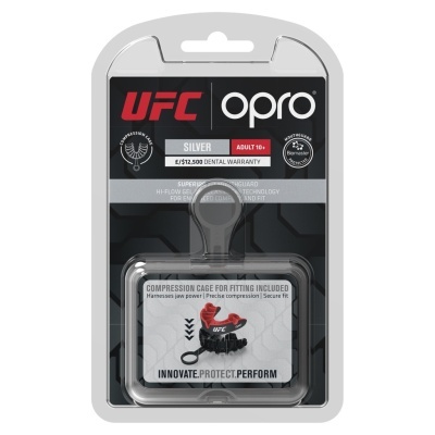Pacote de protetor bucal UFC opRO SILVER para adultos com cage de compressão