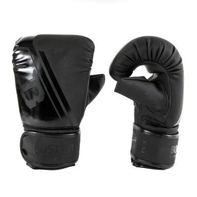 Par de luvas de boxe pretas com estampas e fechos