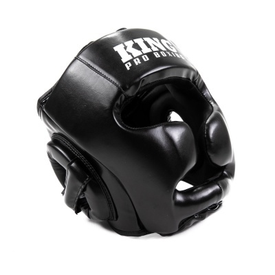 Capacete de proteção de boxe preto com texto branco KING PRO BOXING