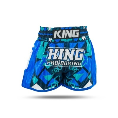 Calções de boxe KING PRO BOXING azul com padrão geométrico