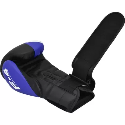 Luvas de boxe pretas e azuis com fecho em tira aderente