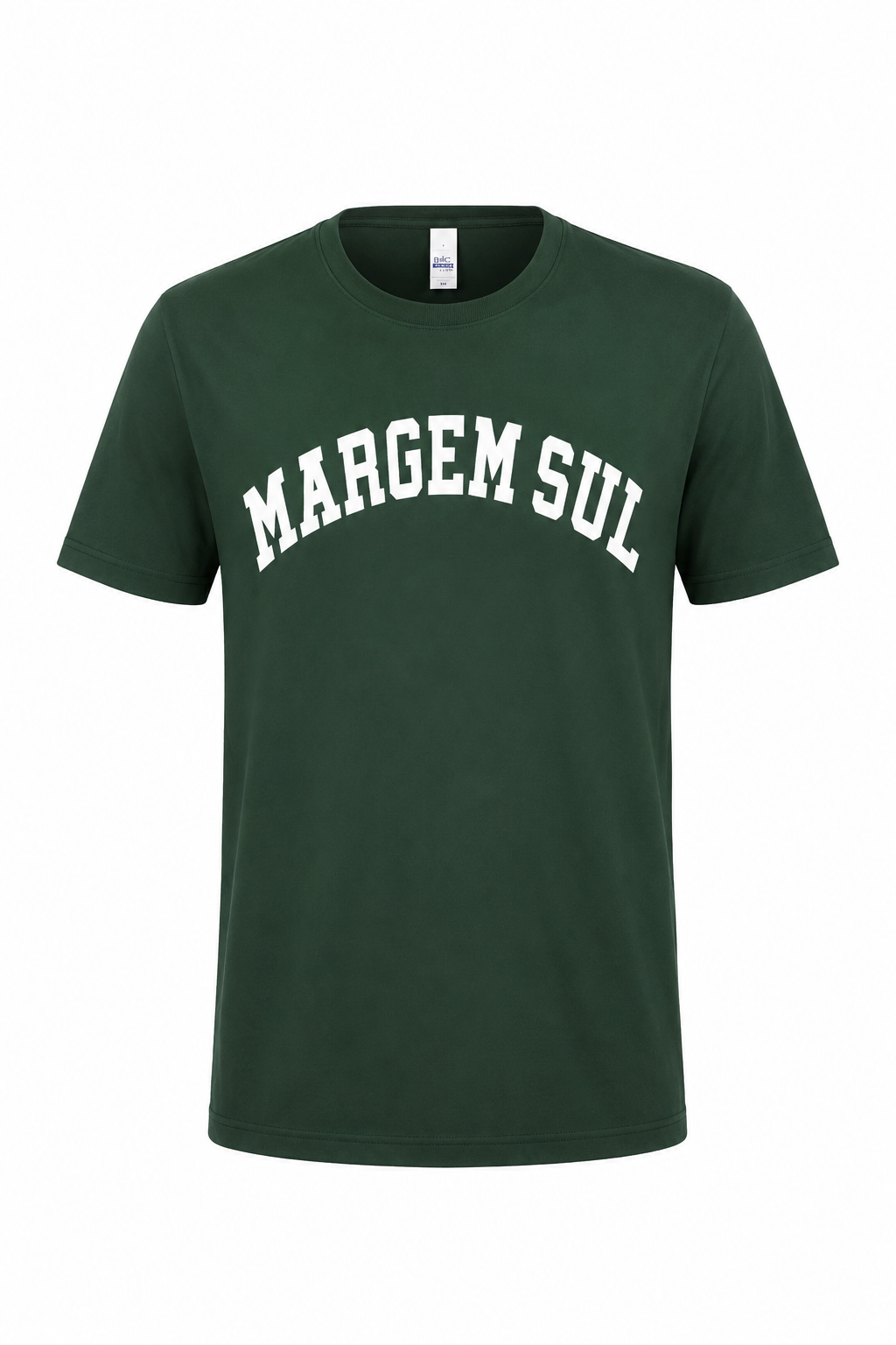 T-shirt verde escura com texto branco MARGEM SUL
