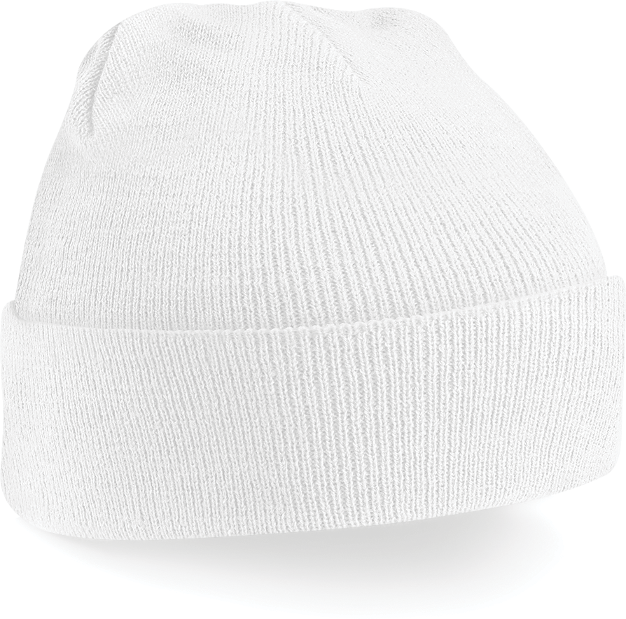 Gorro de malha branco com dobra na base