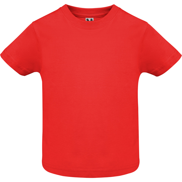 T-shirt infantil vermelha de algodão com manga curta