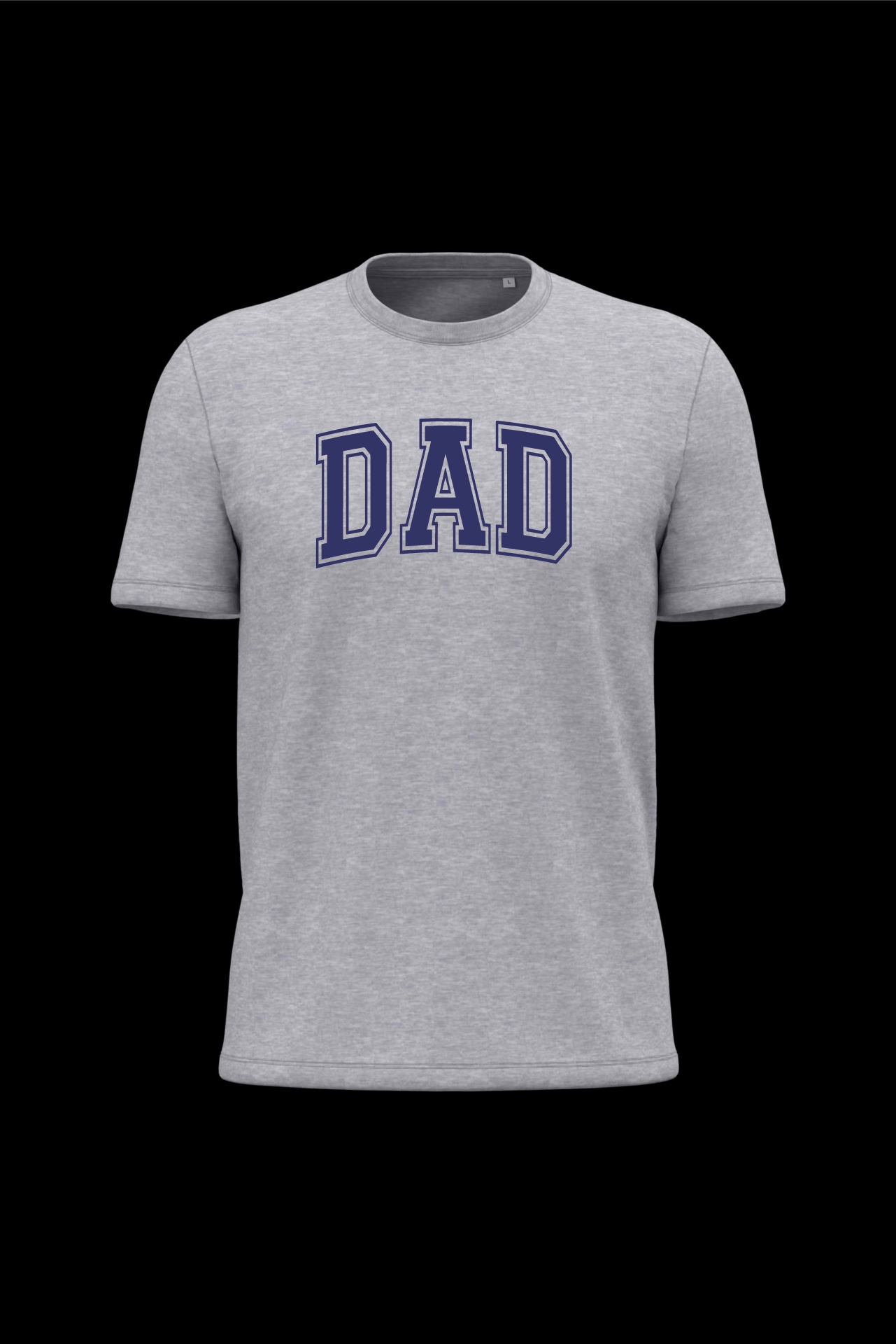 T-shirt cinzenta com texto azul DAD