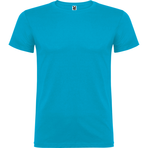 T-shirt azul turquesa unissexo com gola redonda
