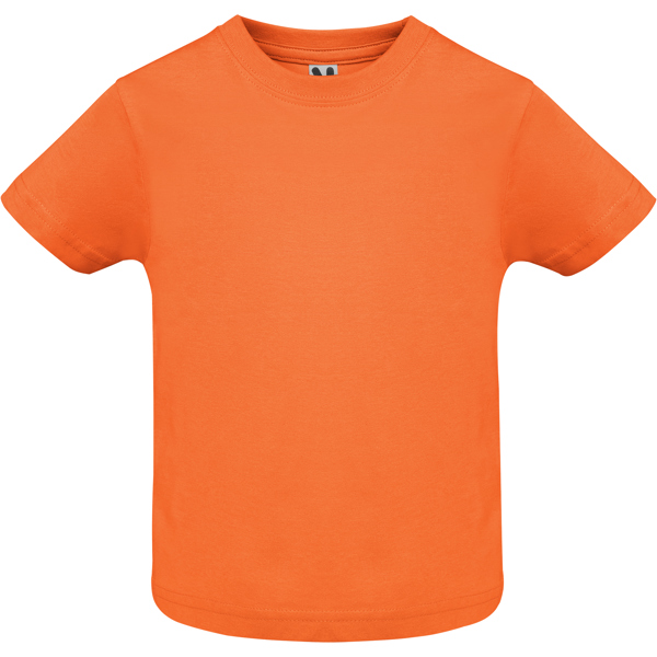 T-shirt infantil laranja de manga curta com gola redonda