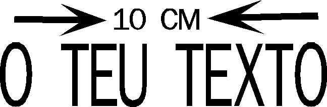 Indicação de medida de 10 CM com texto e setas pretas