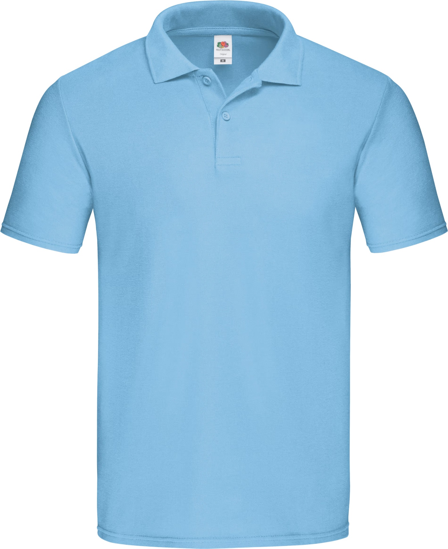 Polo azul claro de algodão com gola e botões