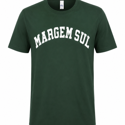 T-shirt verde escura com texto branco MARGEM SUL