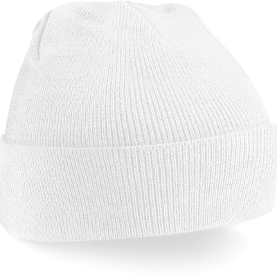 Gorro de malha branco com dobra na base