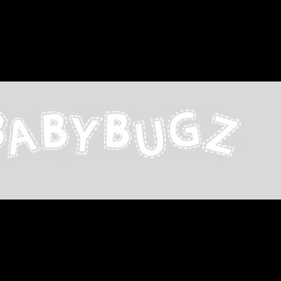 Logótipo BABYBUGZ letras brancas fundo cinzento