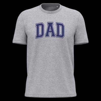 T-shirt cinzenta com texto azul DAD