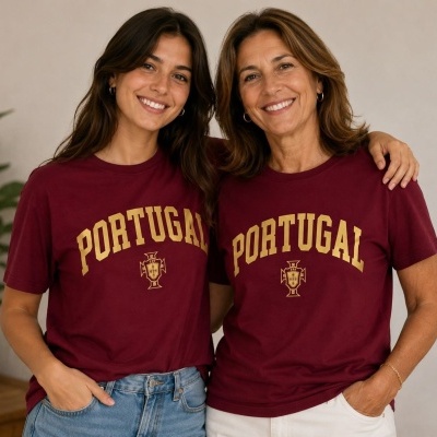 T-SHIRT&#x20;PORTUGAL&#x20;BORDEAU&#x2F;DOURADO