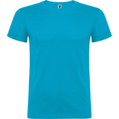 T-shirt azul turquesa unissexo com gola redonda