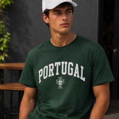 T-SHIRT&#x20;PORTUGAL&#x20;VERDE&#x20;ESCURO&#x2F;BRANCO