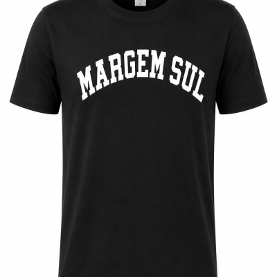 T-shirt preta com estampado branco MARGEM SUL