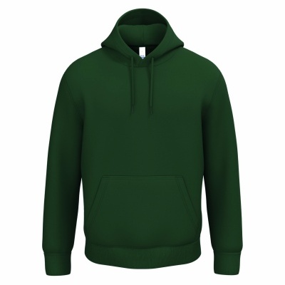 Sweatshirt com capuz verde escuro com bolso canguru e cordões
