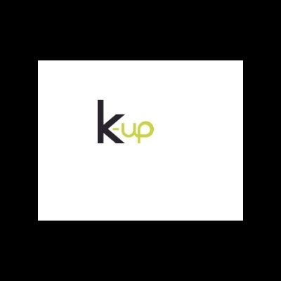 Logotipo com letras k e up em preto e verde claro