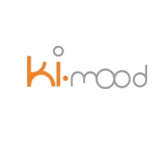 Logótipo ki:mood em laranja e cinzento num fundo branco