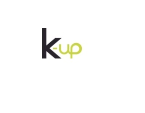 Logotipo com letras k e up em preto e verde claro