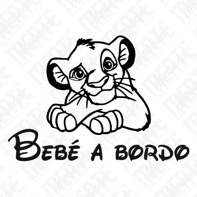 Desenho de leão bebé com texto Bebé a bordo