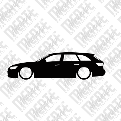 Silhueta lateral preta de carrinha com quatro portas em fundo branco
