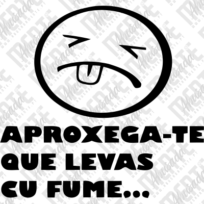 Desenho de cara emotiva e texto em preto sobre fundo branco com padrão de marca