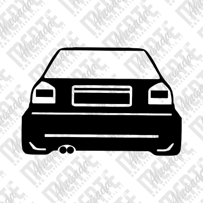 Ícone preto de carro visto de trás com duas luzes traseiras e dupla saída de escape