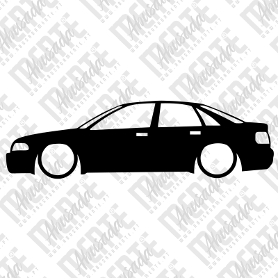 Silhueta preta de um carro sedan de quatro portas visto de lado