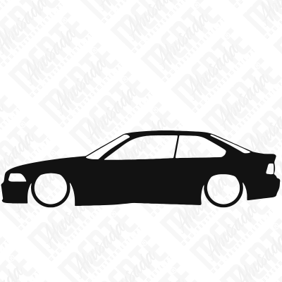 Silhueta preta de um carro desportivo de perfil com duas portas