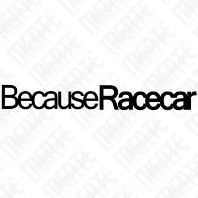 Texto preto BecauseRacecar em fundo branco