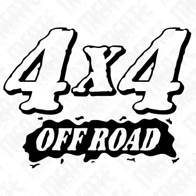 Texto gráfico preto e branco com 4x4 OFF ROAD