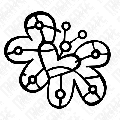 desenho esquemático de corações interligados em preto e branco