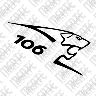 Logótipo preto estilo cabeça de animal com número 106