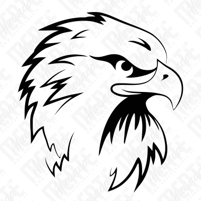 Desenho tribal preto e branco da cabeça de uma águia