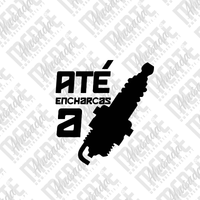 Logotipo com vela de ignição e texto ATÉ ENCHARCAS a