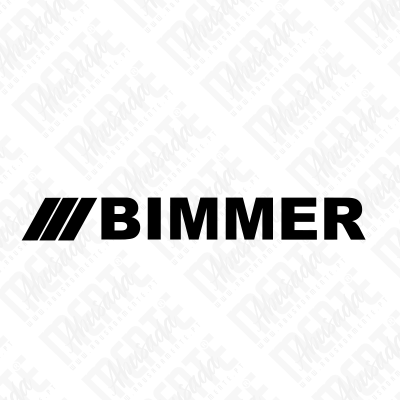 Logótipo com texto BIMMER em preto e três barras diagonais pretas