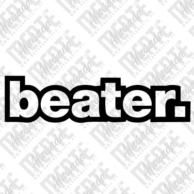Logótipo preto da palavra beater com contorno branco
