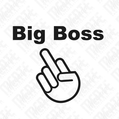 Ícone de mão com dedo do meio levantado e texto Big Boss