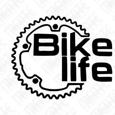Logo preto e branco com texto Bike life e coroa dentada estilizada